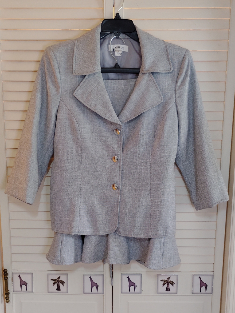 Danillo Light Gray Women's Peplum Suit Jacket